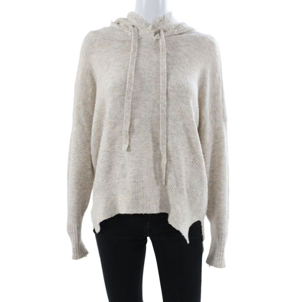 Melissa Nepton Women Beige Pullover Sweater Hooded Long Sleeve Petite Size S